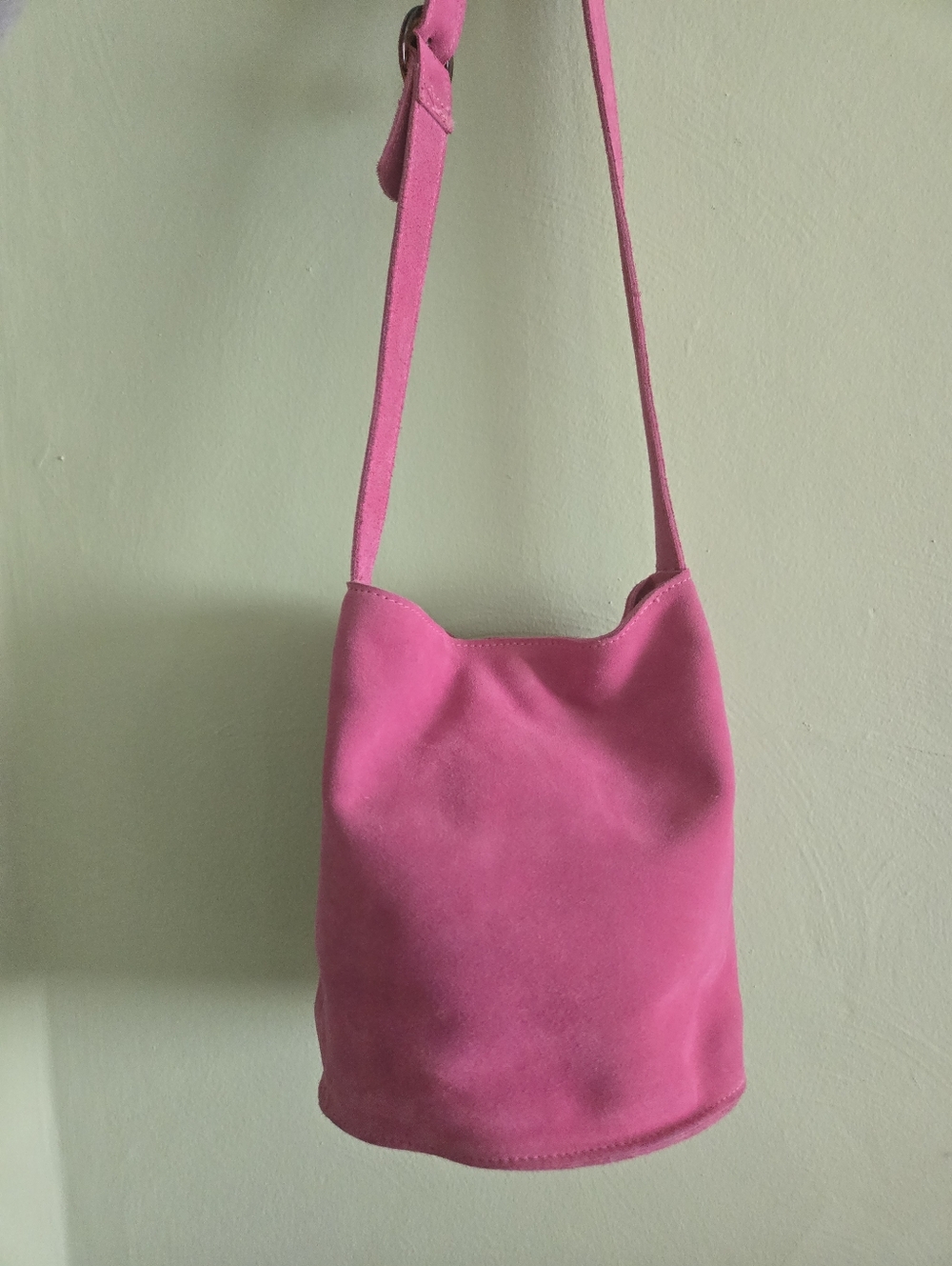 Urban Outfitters Hot Pink Suede Crossbody Bucket Bag